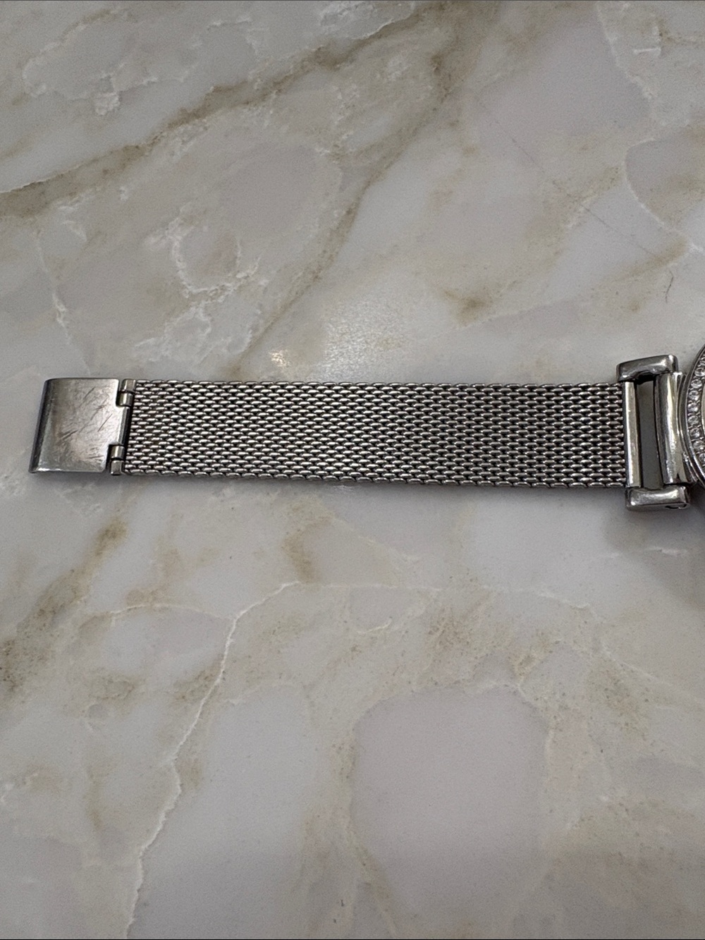 Coach Silver Tone Mesh Bracelet Crystal Bezel Watch - White Dial - Picture 5 of 8